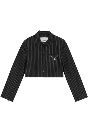 Ganni Striped cropped blazer