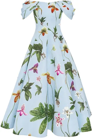 Oscar de la Renta Orchid off-shoulder faille gown