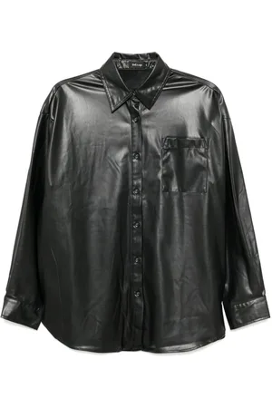 tout a coup Faux leather long sleeve shirt