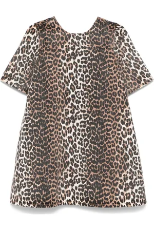 Ganni Leopard-print denim mini dress