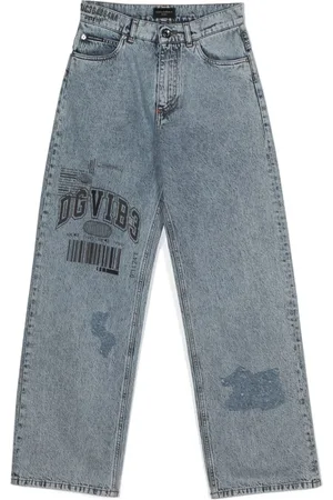 Dolce & Gabbana Slogan-print high-waisted jeans