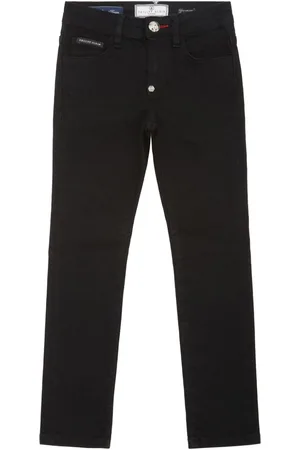 Philipp Plein Logo-patch five-pocket straight-leg jeans