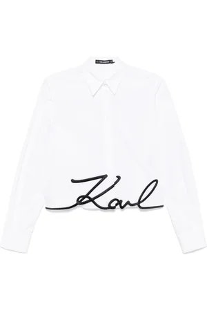 Karl Lagerfeld Embroidered-logo cropped shirt