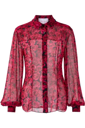 Carolina Herrera Rose-print georgette blouse