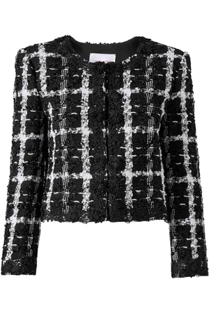 Carolina Herrera Collarless checked tweed jacket