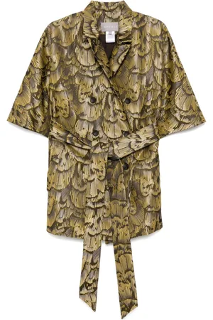 Amsale Feather jacquard coat
