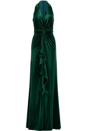 Tadashi Shoji Cider Twist-Drape velvet gown