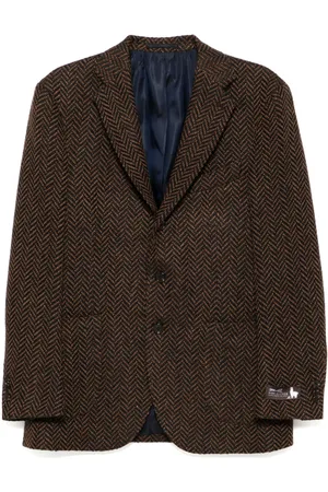 MAN ON THE BOON. Herringbone single-breasted blazer