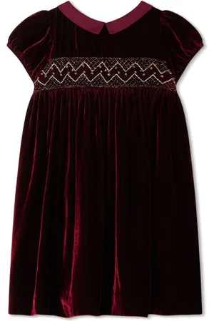 BONPOINT Embroidered velvet dress