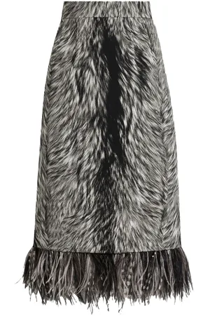 Dolce & Gabbana Feather-trim faux-fur skirt