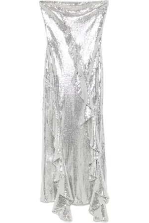 ROTATE Ruffled-trim sequinned maxi dress