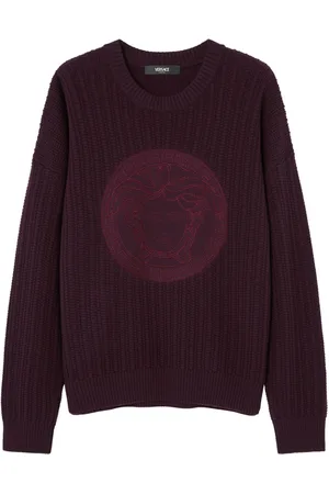 VERSACE Medusa-embroidered cable-knit sweater