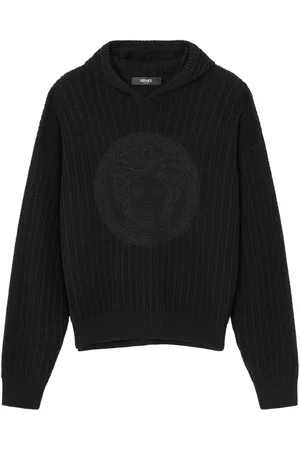 VERSACE Medusa-embroidered cable-knit hoodie