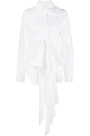 Quira Draped-detail cotton shirt