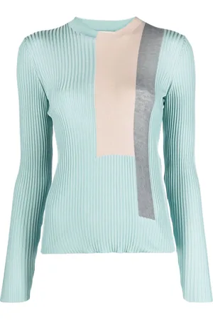 Fendi Colour-block ribbed-knit silk-blend top
