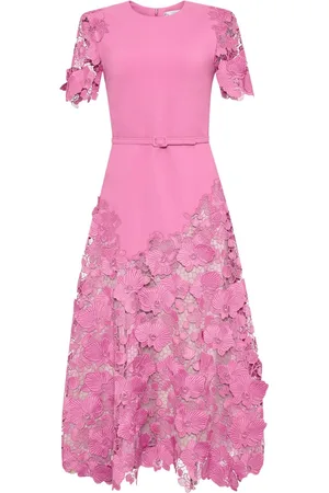 Oscar de la Renta Orchid guipure lace-inset dress