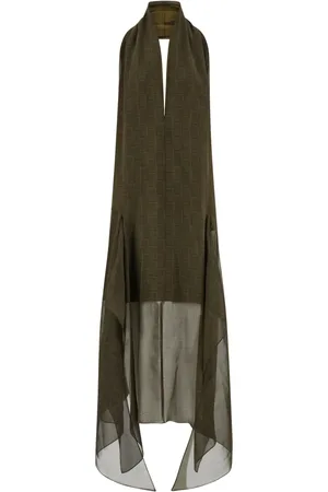 Salvatore Ferragamo Monogram-print georgette-crepe dress