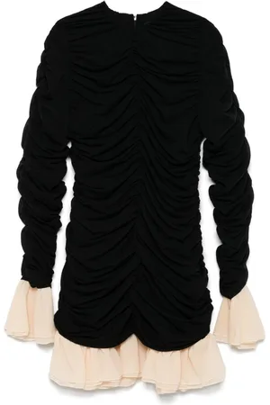 ROTATE Ruched long-sleeve mini dress