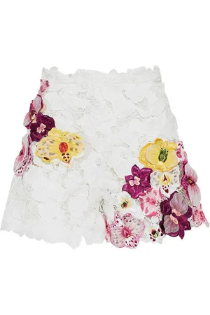 Oscar de la Renta Orchid embroidered guipure shorts