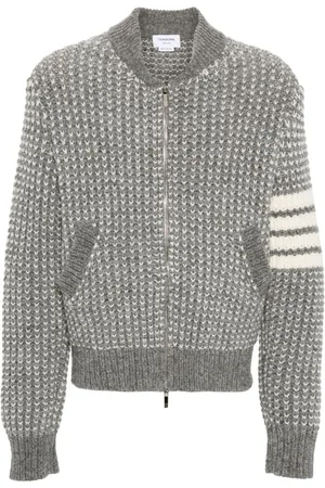 Thom Browne 4-Bar chunky-knit bomber jacket