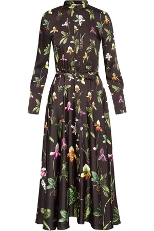 Oscar de la Renta Orchid silk twill midi dress