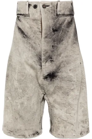11 BY BORIS BIDJAN SABERI Acid-washed denim shorts