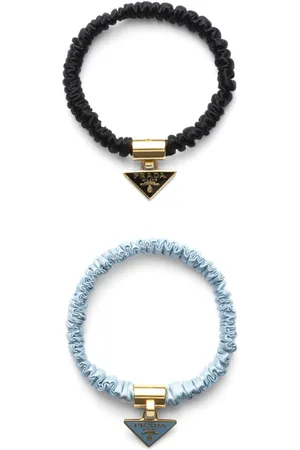 Prada Logo-charm satin hair tie (set of two)