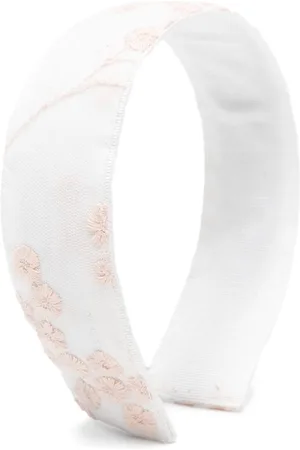 LA STUPENDERIA Floral-embroidered tulle hair band