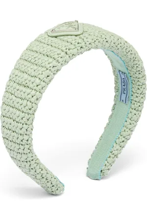 Prada Triangle logo woven wicker headband