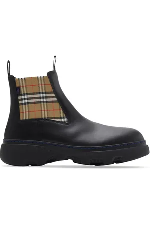 Burberry Check pattern leather boots