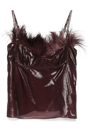 Salvatore Ferragamo Feather-embellished organza top