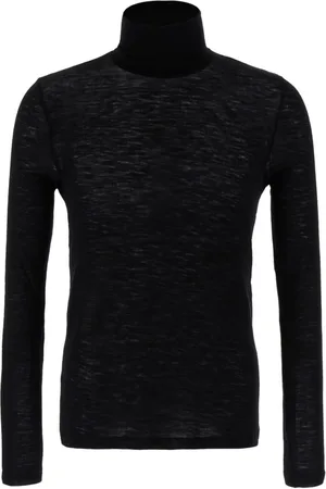 Saint Laurent Cassandre-embroidered roll-neck jumper