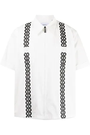 Ports V Geometric band cotton shirt
