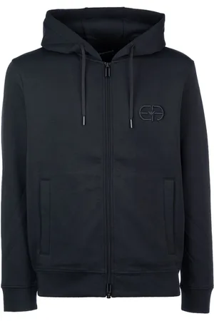 Emporio Armani Zipped logo embroidered hoodie