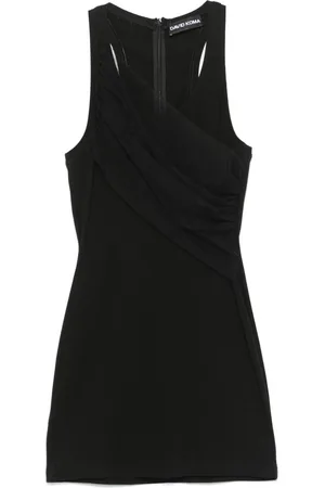 DAVID KOMA Gathered-tulle tank mini dress