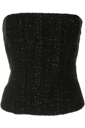 Gloria Coelho Metallic check-pattern strapless top