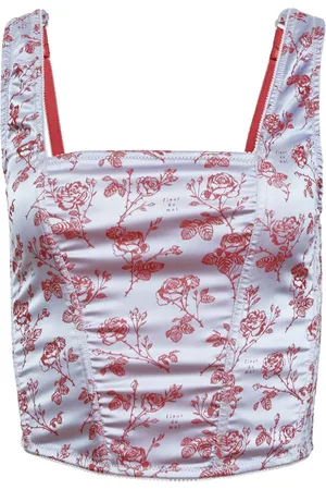 FLEUR DU MAL Rose-jacquard corset top