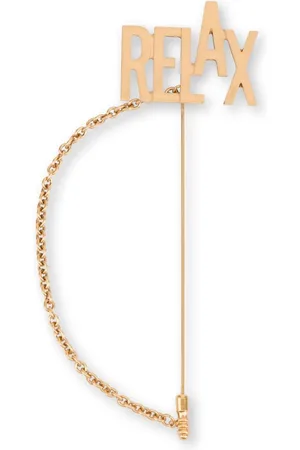 Moschino Relax-lettering chain-detail brooch