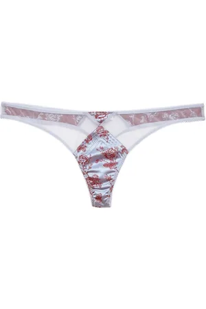 FLEUR DU MAL Rose-jacquard thong