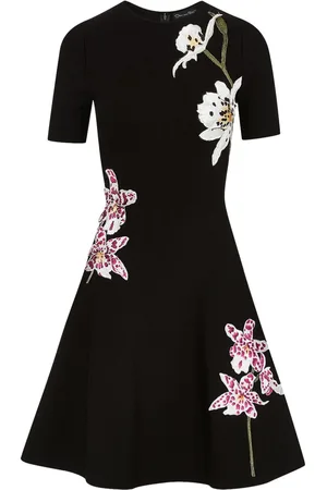 Oscar de la Renta Orchid threadwork-jacquard midi dress