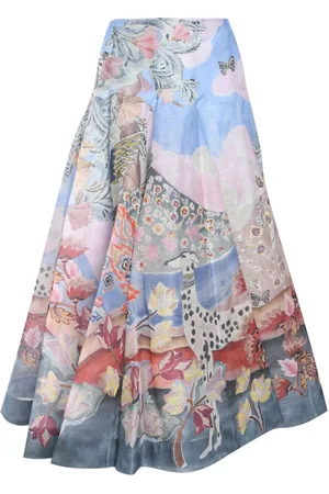 ZIMMERMANN Illustration-print pleated skirt