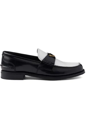 Prada Two-tone brushed-leather loafers