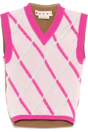 Marni Diamond pattern sleeveless knitted top