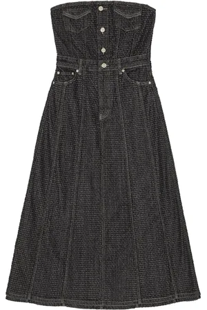 Ganni Fluffy denim midi dress