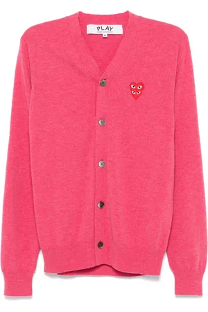 Comme des Garçons V-neck double heart-patch cardigan