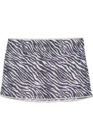 Oseree Zebra-print lurex mini skirt