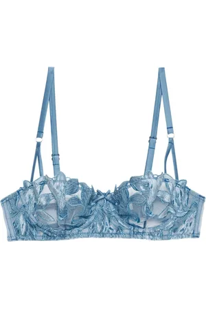 FLEUR DU MAL Velvet Lily embroidered balconette bra