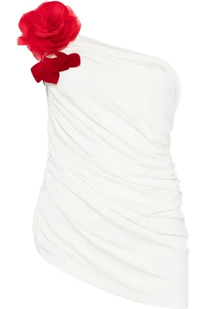 MAGDA BUTRYM Draped floral-appliqué top