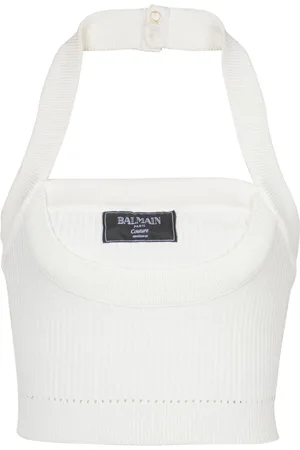 Balmain Ribbed halterneck top