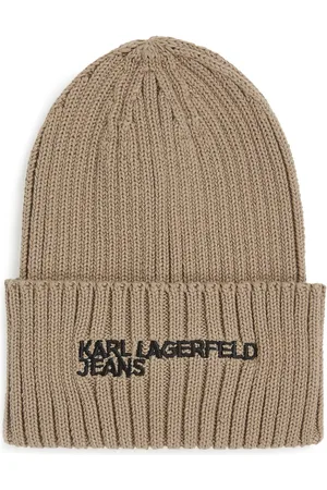 Karl Lagerfeld Logo ribbed beanie hat